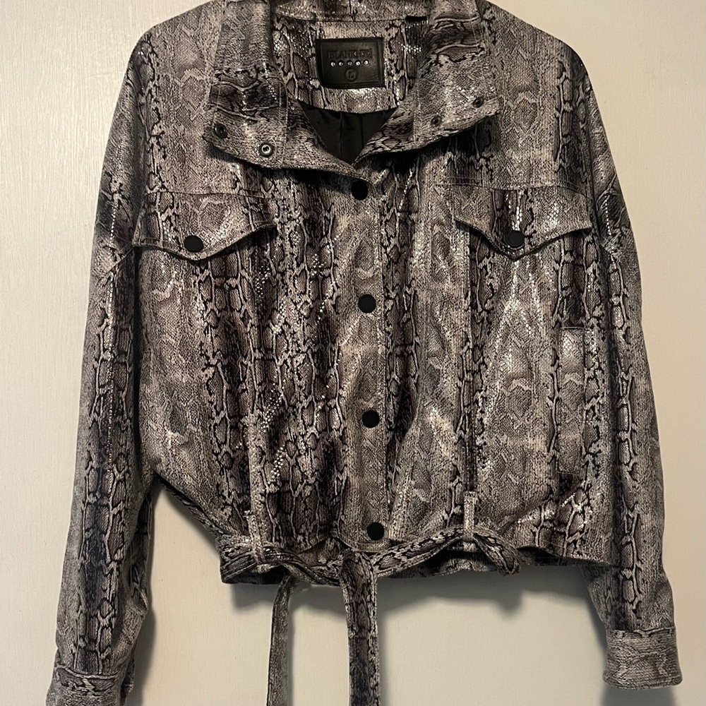 Women's Snake Print Jacket Blank Nyc snake skin jacket belted - Picture 3 of 5
